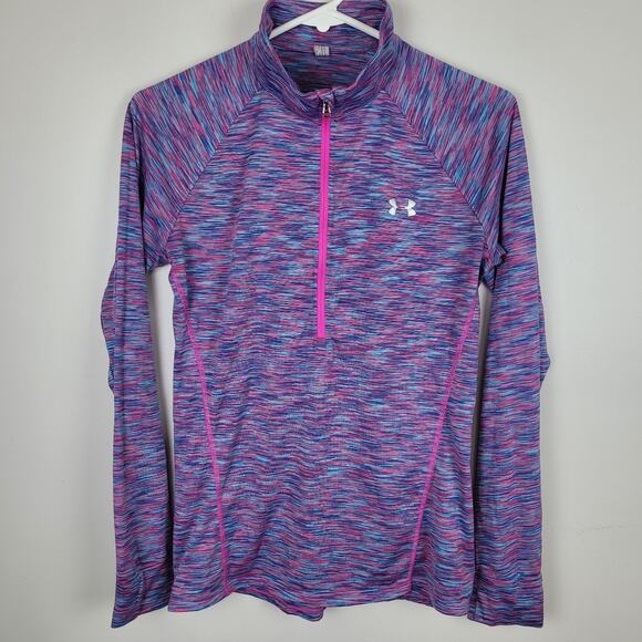 Under Armour Womens Medium Purple Pink HeatGear 1/4 Zip Pullover Top - Picture 1 of 5